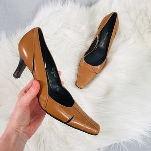 Etienne Aigner Camel Tan Leather Heels | 7.5